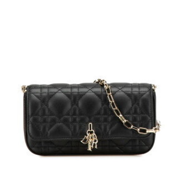 Dior Cannage My Crossbody Chain Shoulder Bag Phone Black Lambskin - Picture 1 of 8